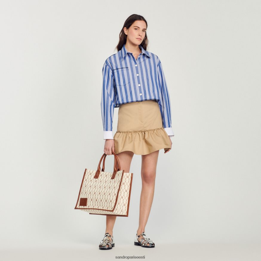 Sandro Paris kehakate naised kärbitud triibuline särk BN4RF408 sinine/valge