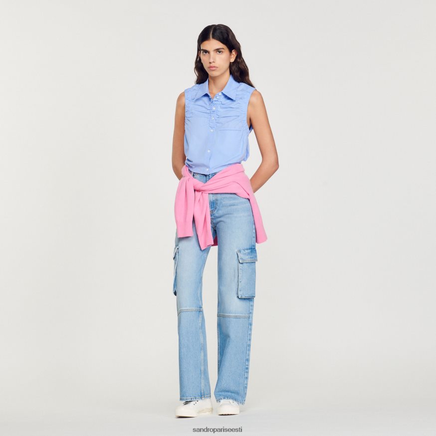 Sandro Paris kehakate naised kärbitud varrukateta särk BN4RF194 sinine