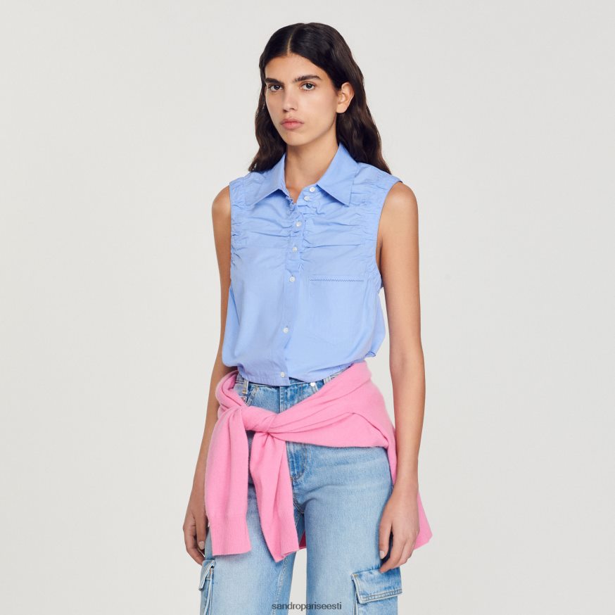 Sandro Paris kehakate naised kärbitud varrukateta särk BN4RF194 sinine