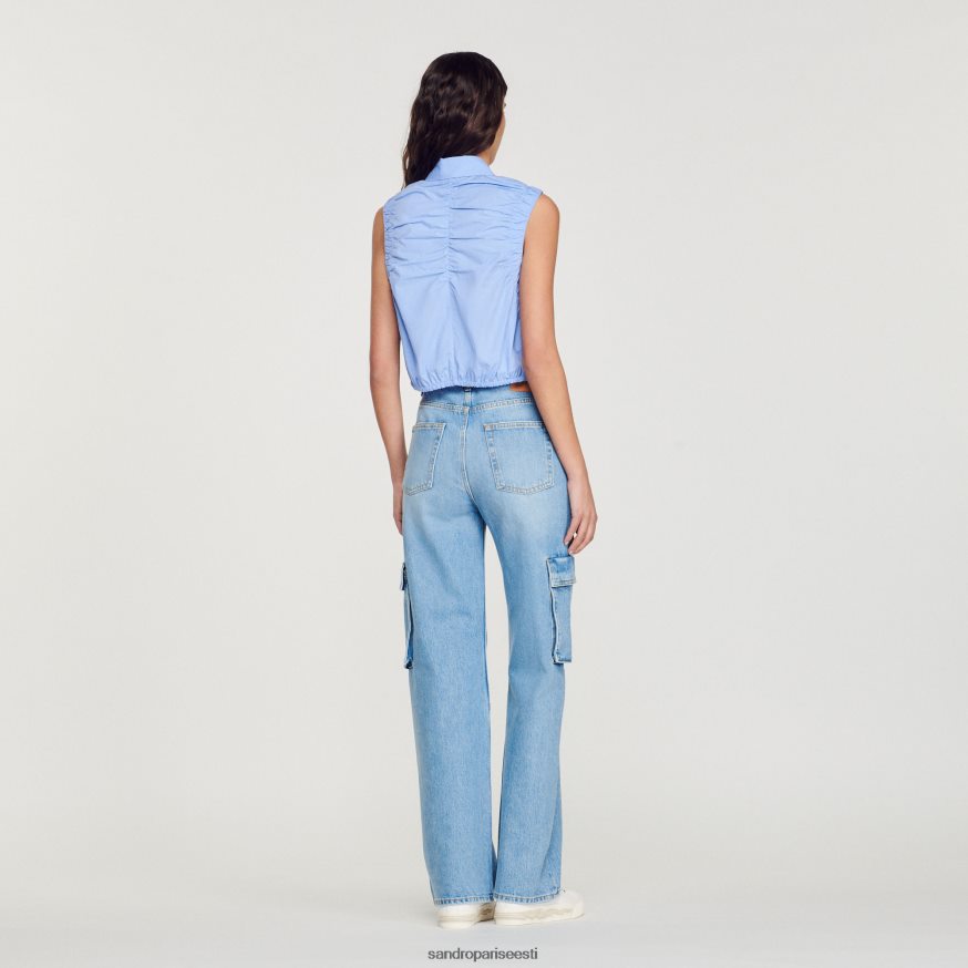 Sandro Paris kehakate naised kärbitud varrukateta särk BN4RF194 sinine