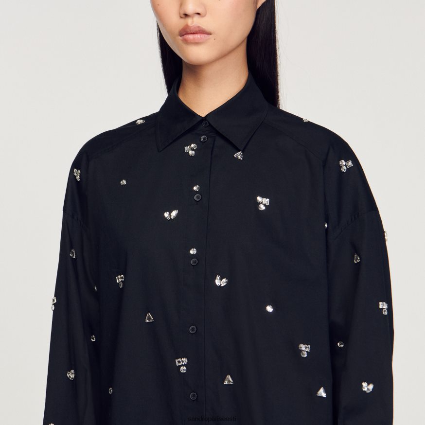 Sandro Paris kehakate naised käsitsi tikitud kaunistusega särk BN4RF235 must