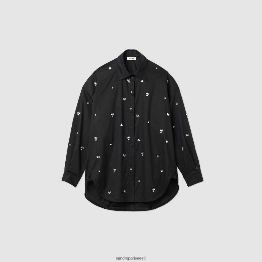 Sandro Paris kehakate naised käsitsi tikitud kaunistusega särk BN4RF235 must