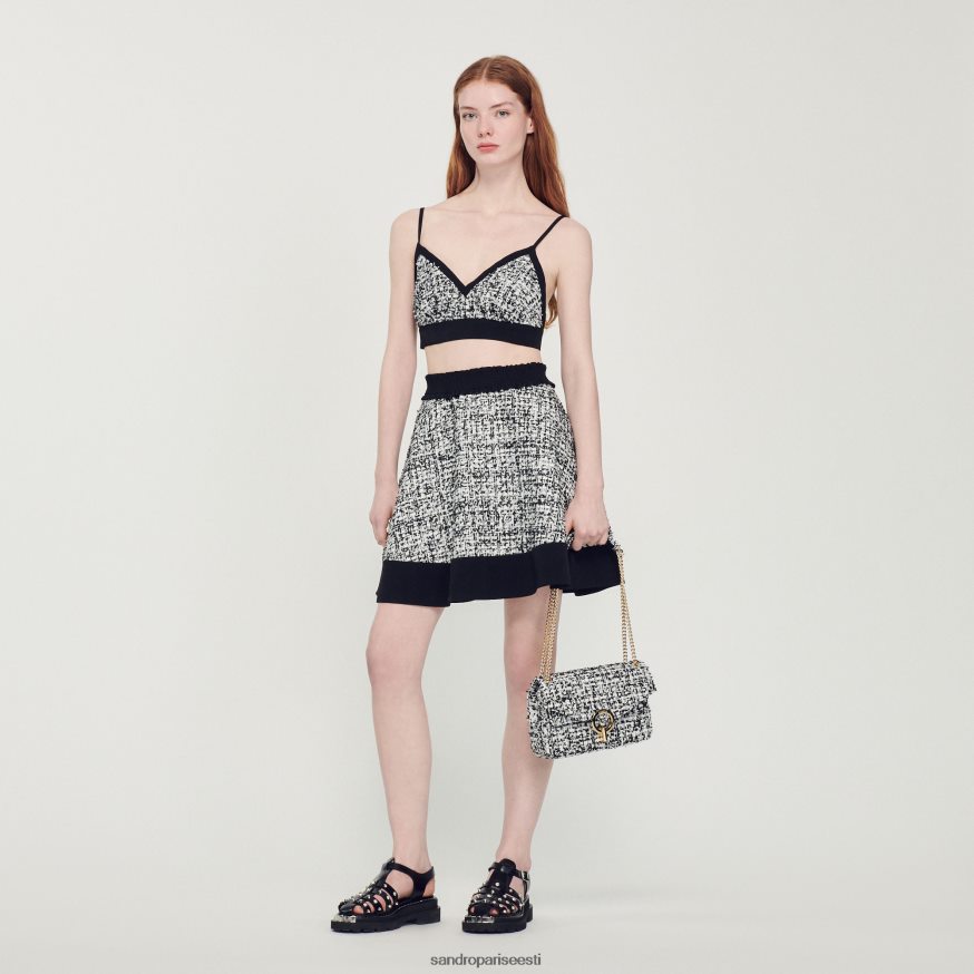 Sandro Paris kehakate naised kahetooniline tweed crop top BN4RF319 must