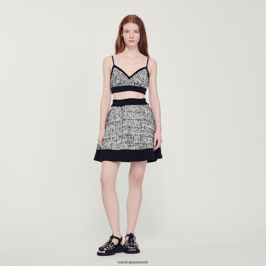 Sandro Paris kehakate naised kahetooniline tweed crop top BN4RF319 must