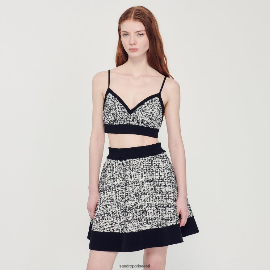 Sandro Paris kehakate naised kahetooniline tweed crop top BN4RF319 must
