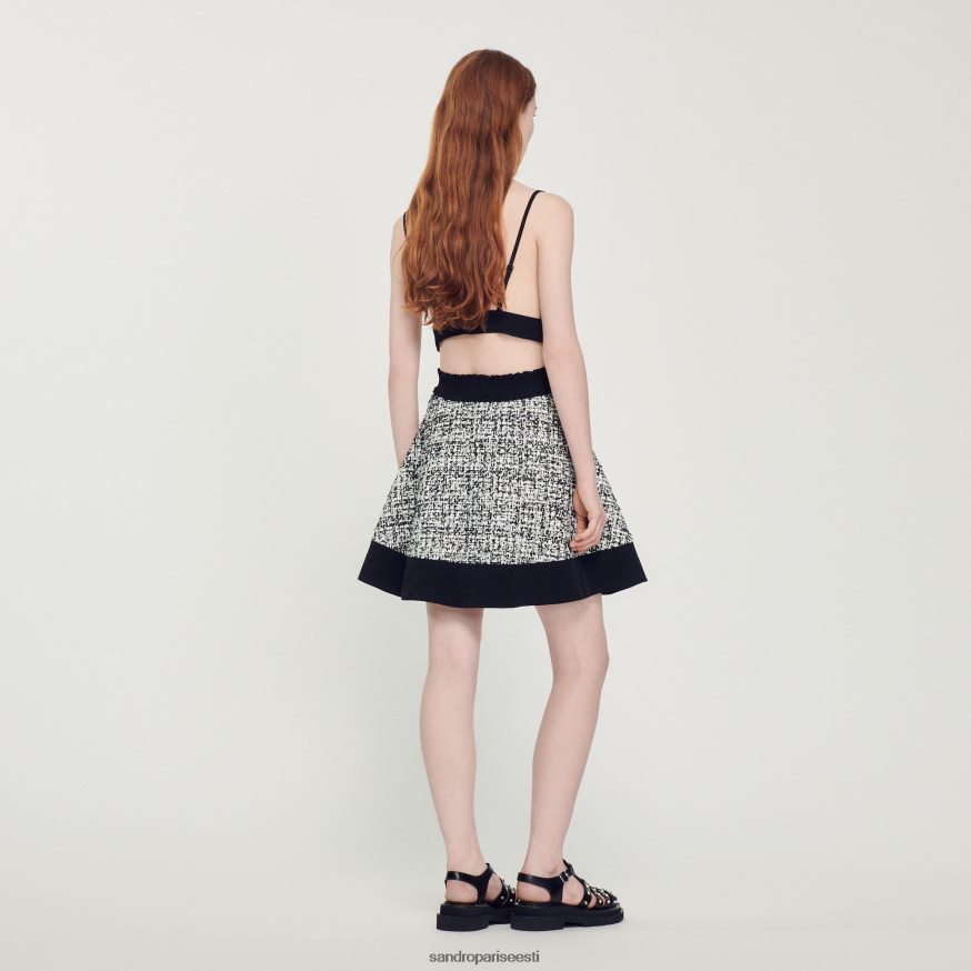 Sandro Paris kehakate naised kahetooniline tweed crop top BN4RF319 must