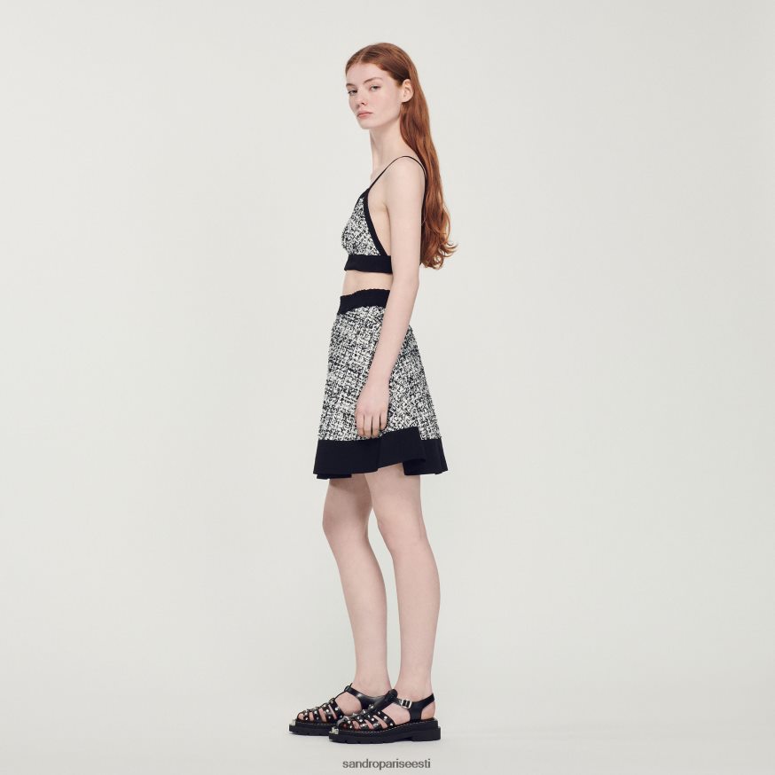 Sandro Paris kehakate naised kahetooniline tweed crop top BN4RF319 must
