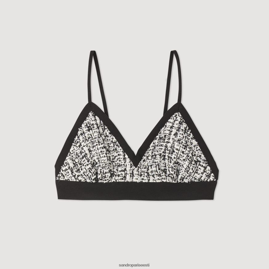 Sandro Paris kehakate naised kahetooniline tweed crop top BN4RF319 must