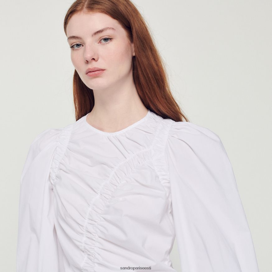 Sandro Paris kehakate naised kogutud popliin top BN4RF410 valge
