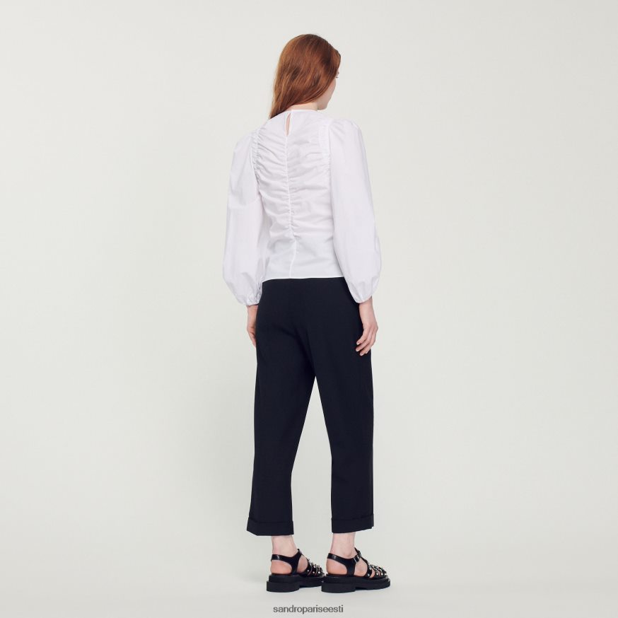 Sandro Paris kehakate naised kogutud popliin top BN4RF410 valge