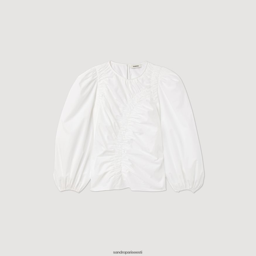 Sandro Paris kehakate naised kogutud popliin top BN4RF410 valge
