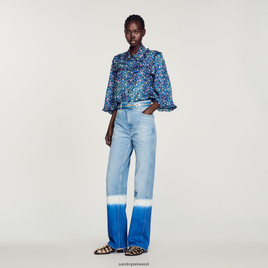 Sandro Paris kehakate naised lilleline siidisärk BN4RF291 sinine/lilla