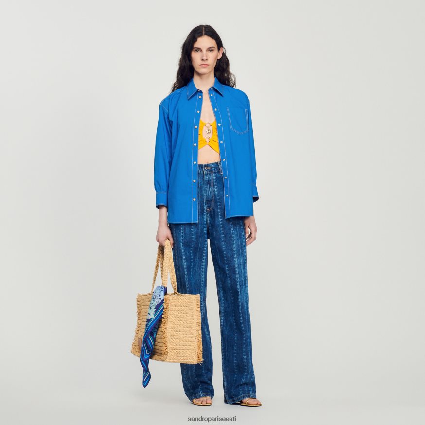 Sandro Paris kehakate naised õmmeldud detailidega särk BN4RF265 elektrisinine