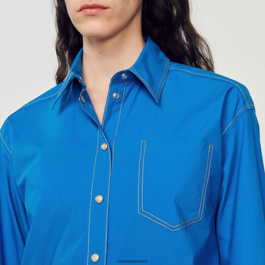 Sandro Paris kehakate naised õmmeldud detailidega särk BN4RF265 elektrisinine