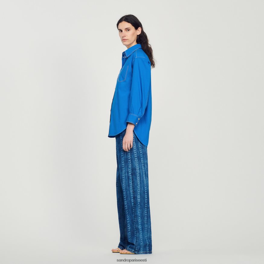 Sandro Paris kehakate naised õmmeldud detailidega särk BN4RF265 elektrisinine