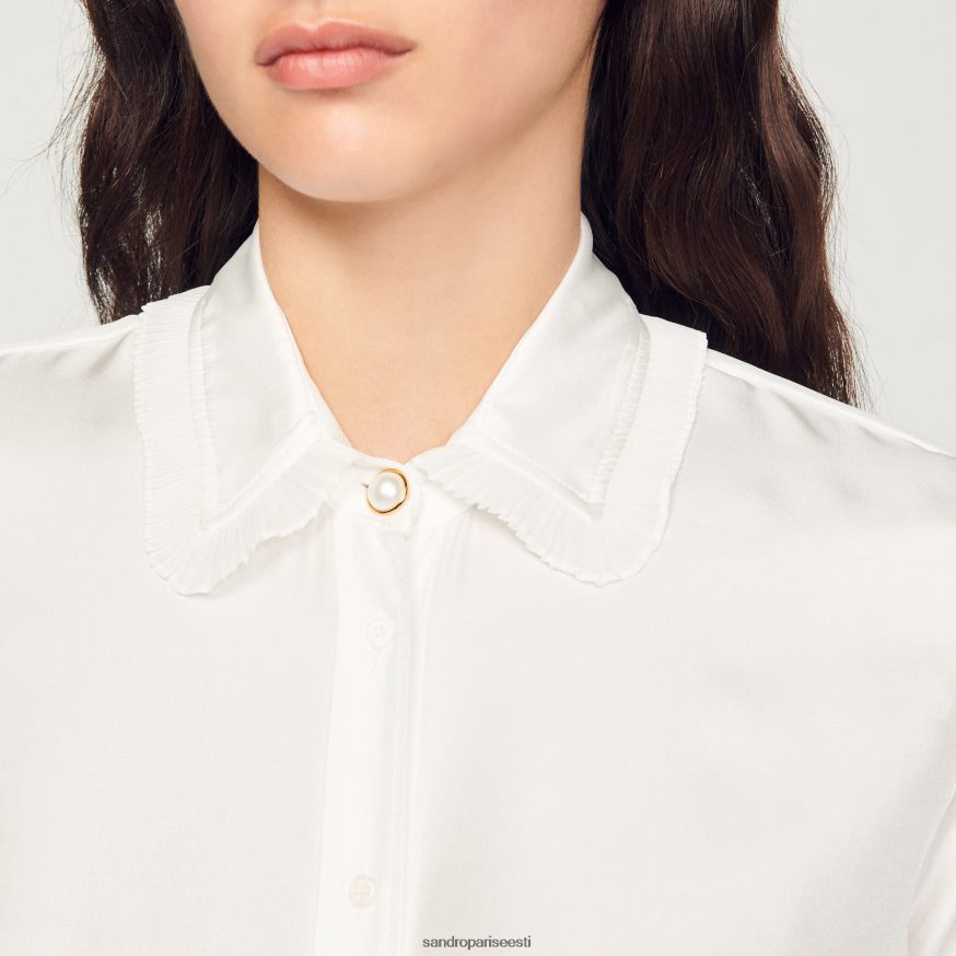 Sandro Paris kehakate naised plisseeritud ääristega siidisärk BN4RF199 ekru