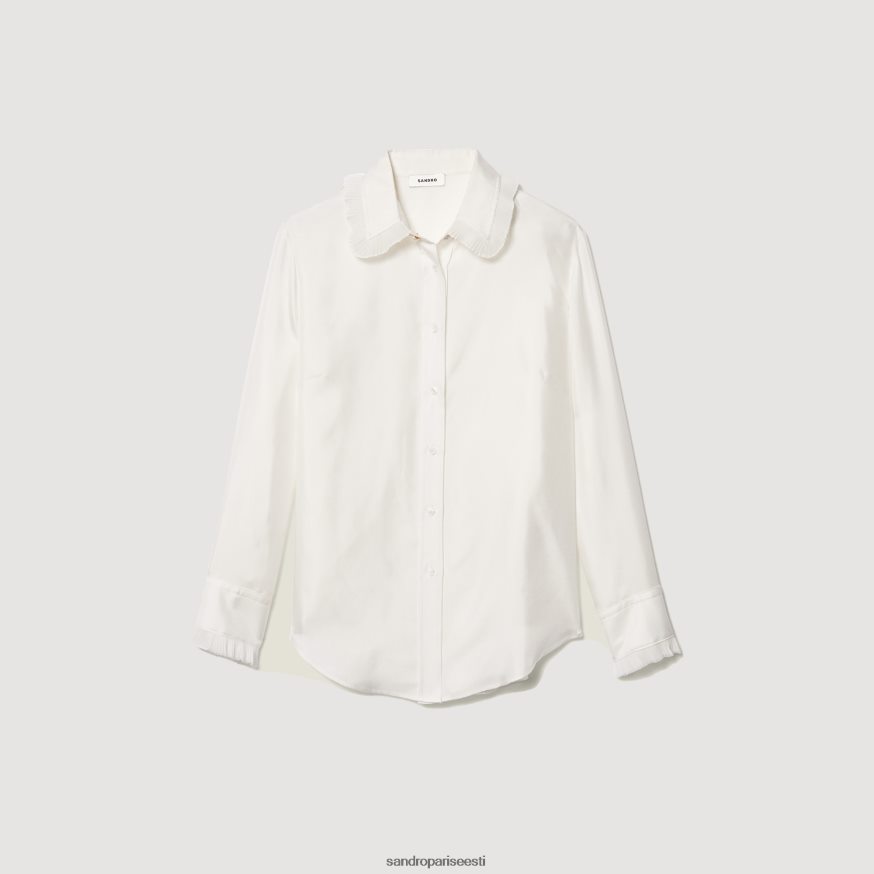 Sandro Paris kehakate naised plisseeritud ääristega siidisärk BN4RF199 ekru