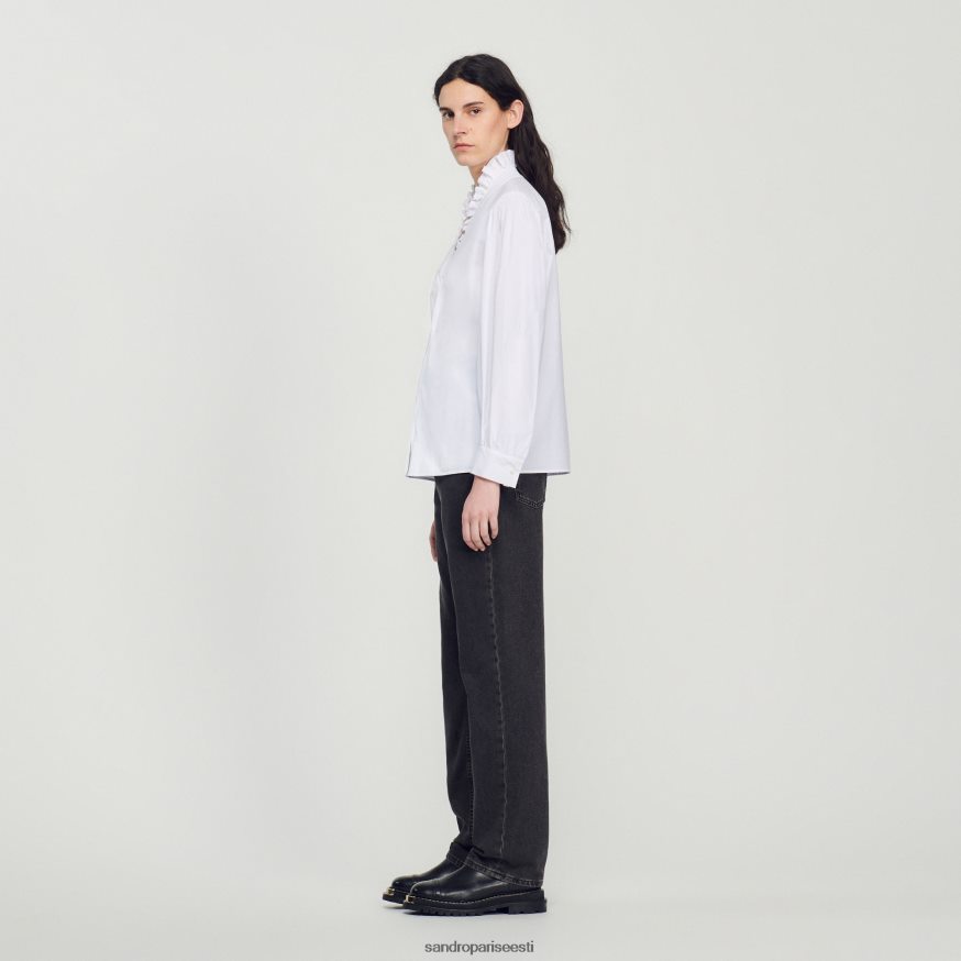 Sandro Paris kehakate naised puuvillane uhke kraega särk BN4RF142 valge