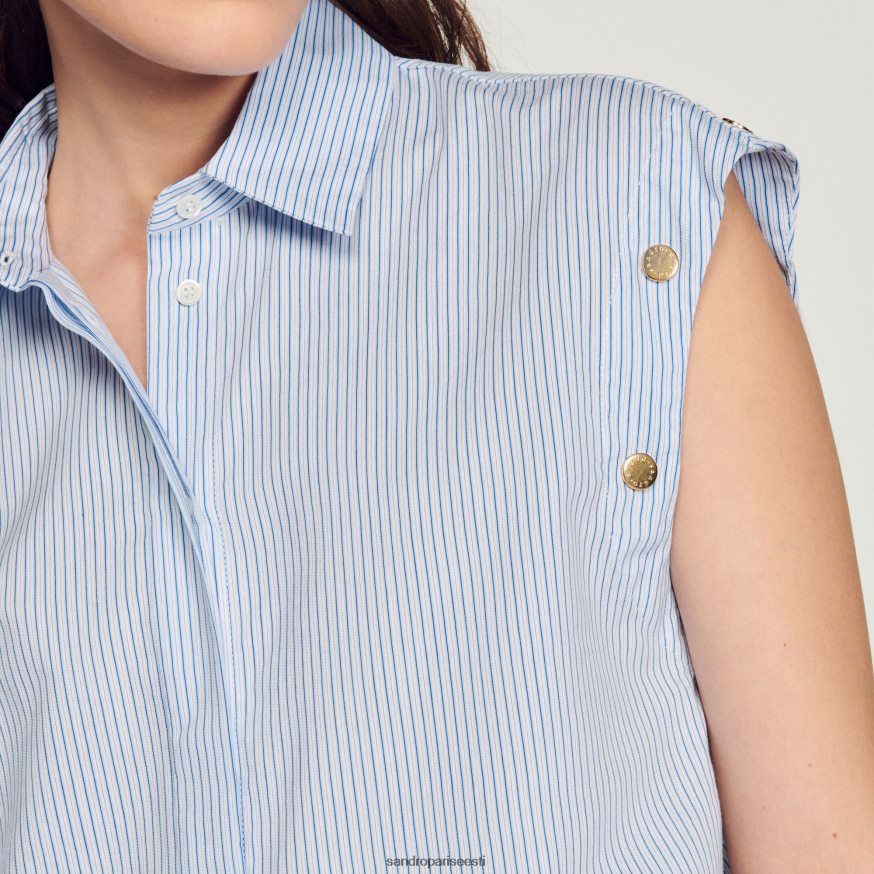 Sandro Paris kehakate naised äravõetavate varrukatega särk BN4RF189 sinine/valge