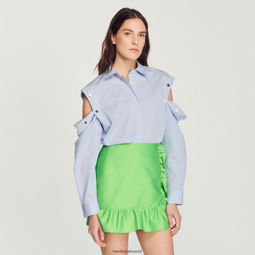 Sandro Paris kehakate naised äravõetavate varrukatega särk BN4RF189 sinine/valge