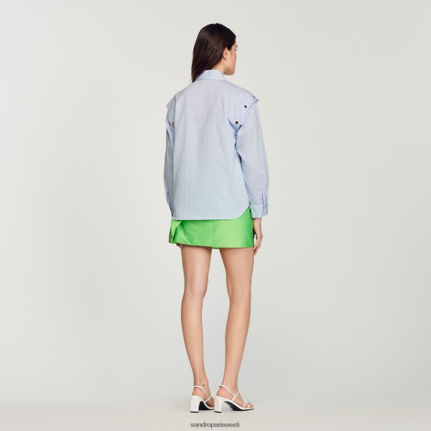 Sandro Paris kehakate naised äravõetavate varrukatega särk BN4RF189 sinine/valge