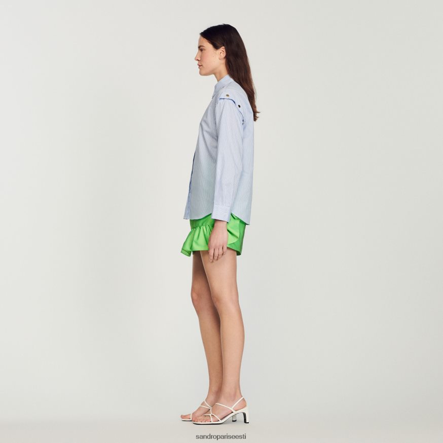 Sandro Paris kehakate naised äravõetavate varrukatega särk BN4RF189 sinine/valge