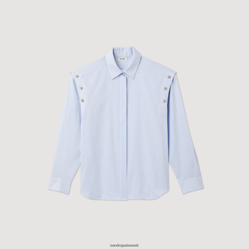 Sandro Paris kehakate naised äravõetavate varrukatega särk BN4RF189 sinine/valge