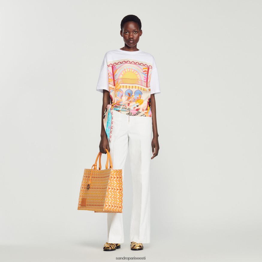 Sandro Paris kehakate naised salli t-särk BN4RF115 oranž/roosa