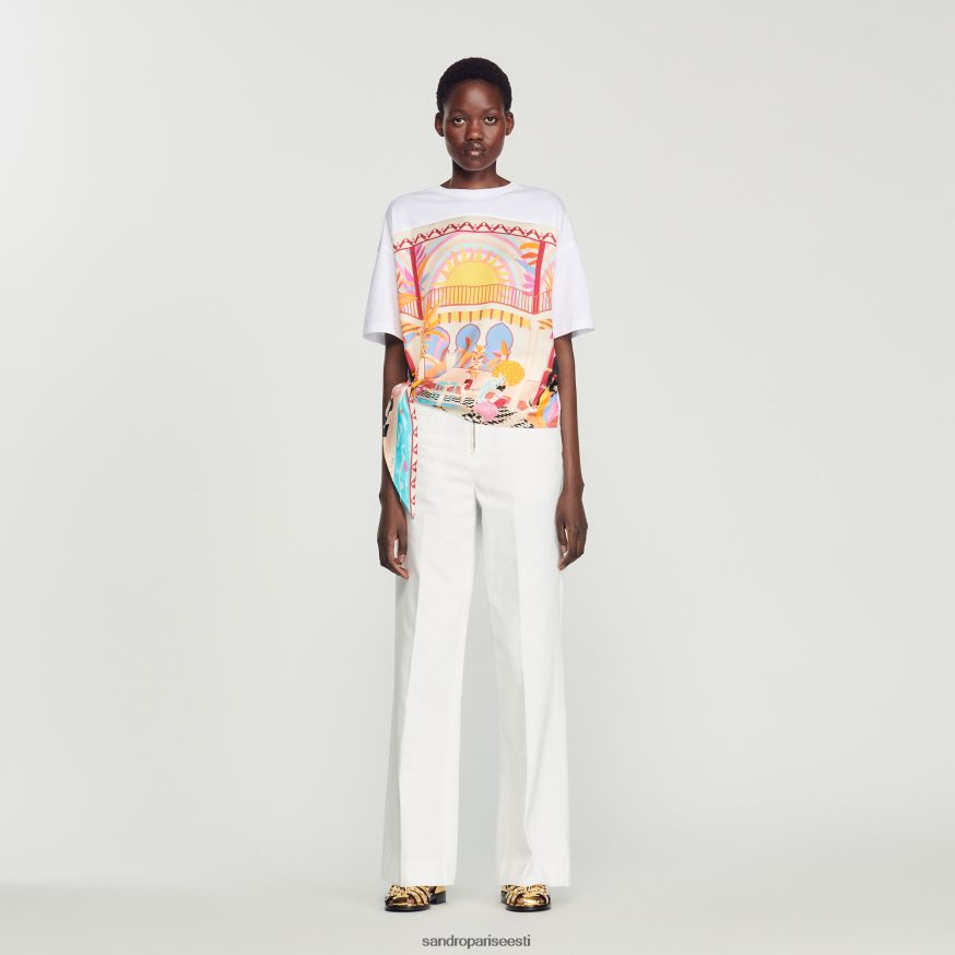 Sandro Paris kehakate naised salli t-särk BN4RF115 oranž/roosa