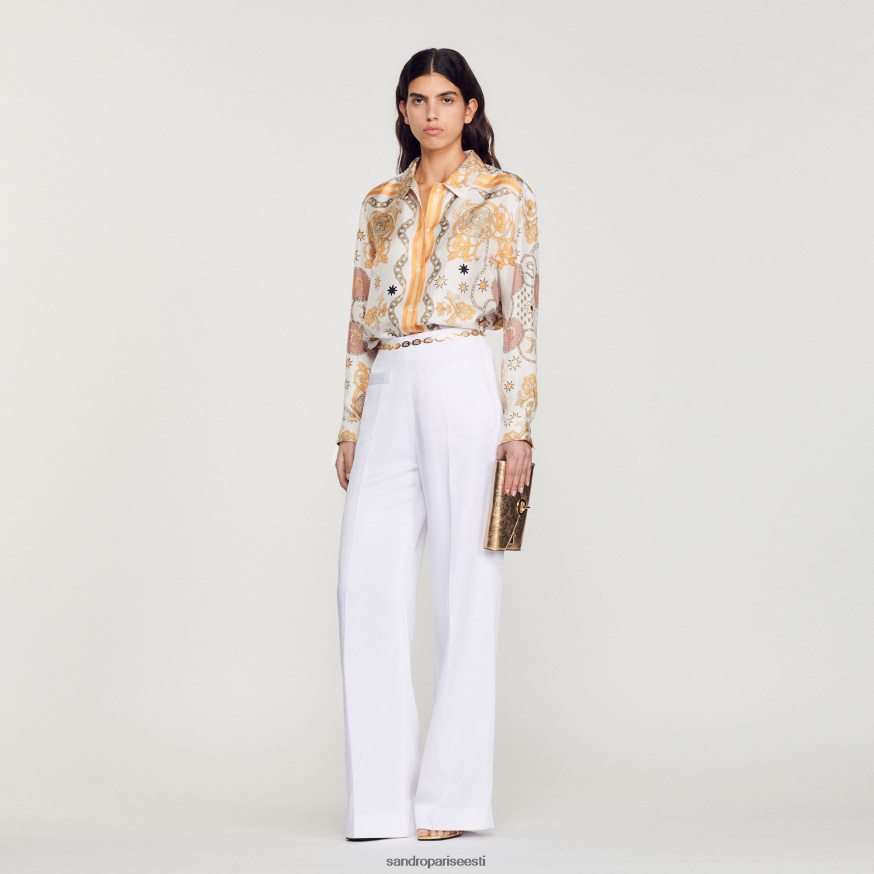 Sandro Paris kehakate naised sallimustriga siidisärk BN4RF308 ekru