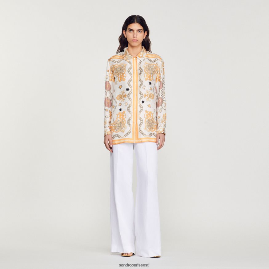 Sandro Paris kehakate naised sallimustriga siidisärk BN4RF308 ekru