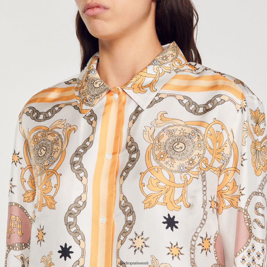 Sandro Paris kehakate naised sallimustriga siidisärk BN4RF308 ekru