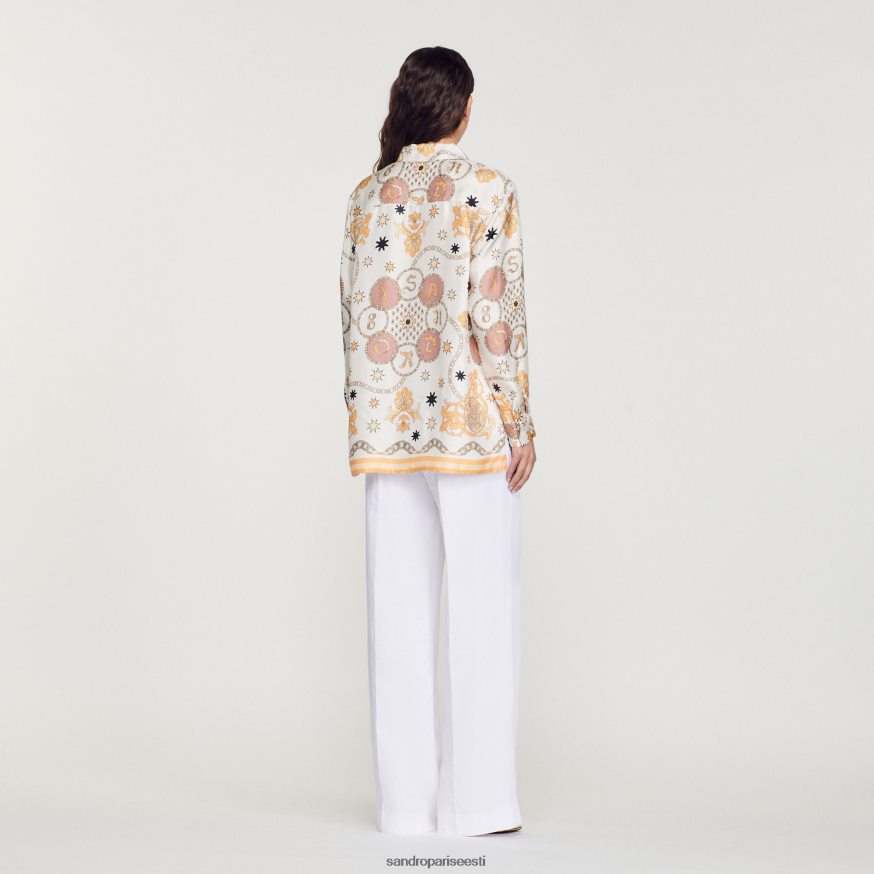 Sandro Paris kehakate naised sallimustriga siidisärk BN4RF308 ekru