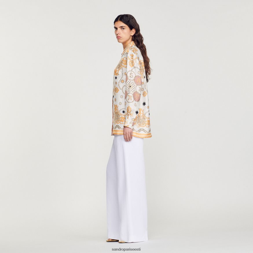 Sandro Paris kehakate naised sallimustriga siidisärk BN4RF308 ekru