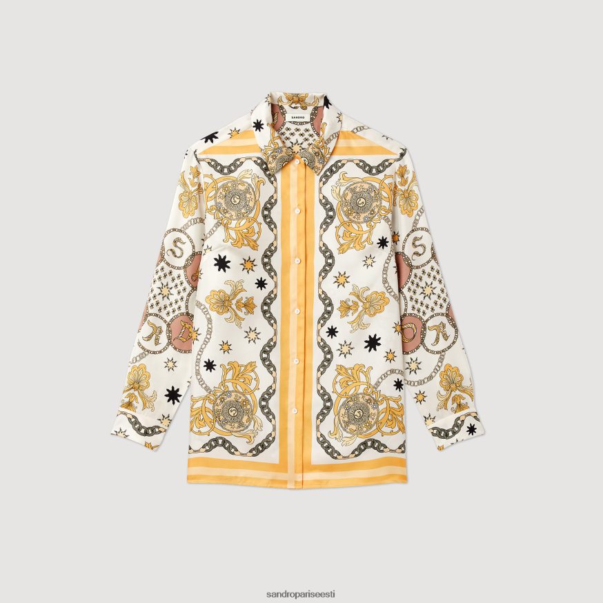 Sandro Paris kehakate naised sallimustriga siidisärk BN4RF308 ekru