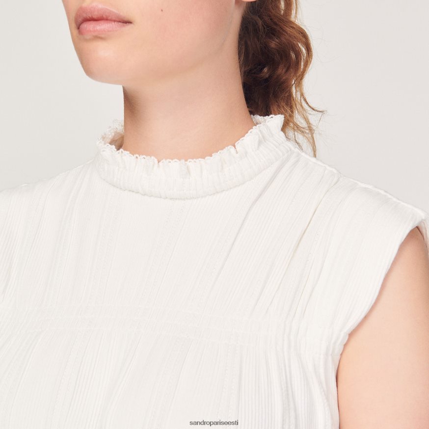 Sandro Paris kehakate naised smokitud top BN4RF231 ekru