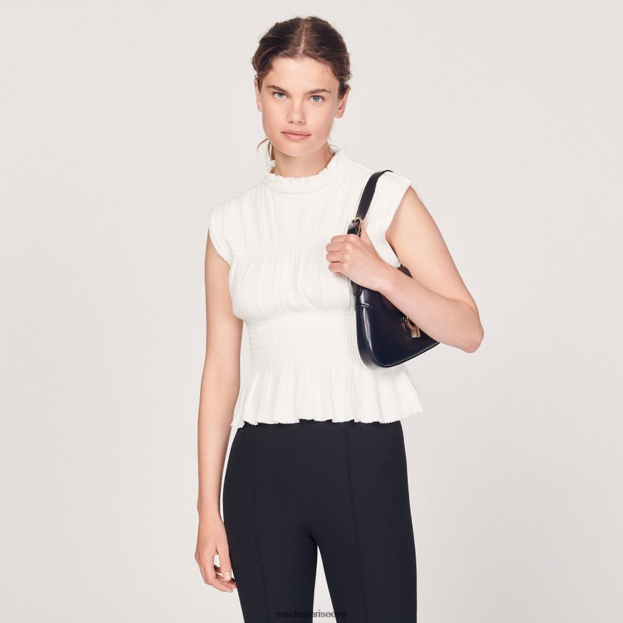 Sandro Paris kehakate naised smokitud top BN4RF231 ekru