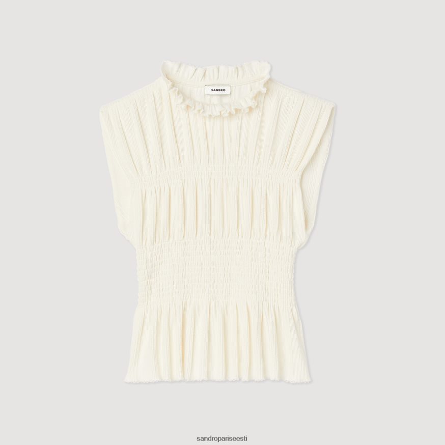 Sandro Paris kehakate naised smokitud top BN4RF231 ekru