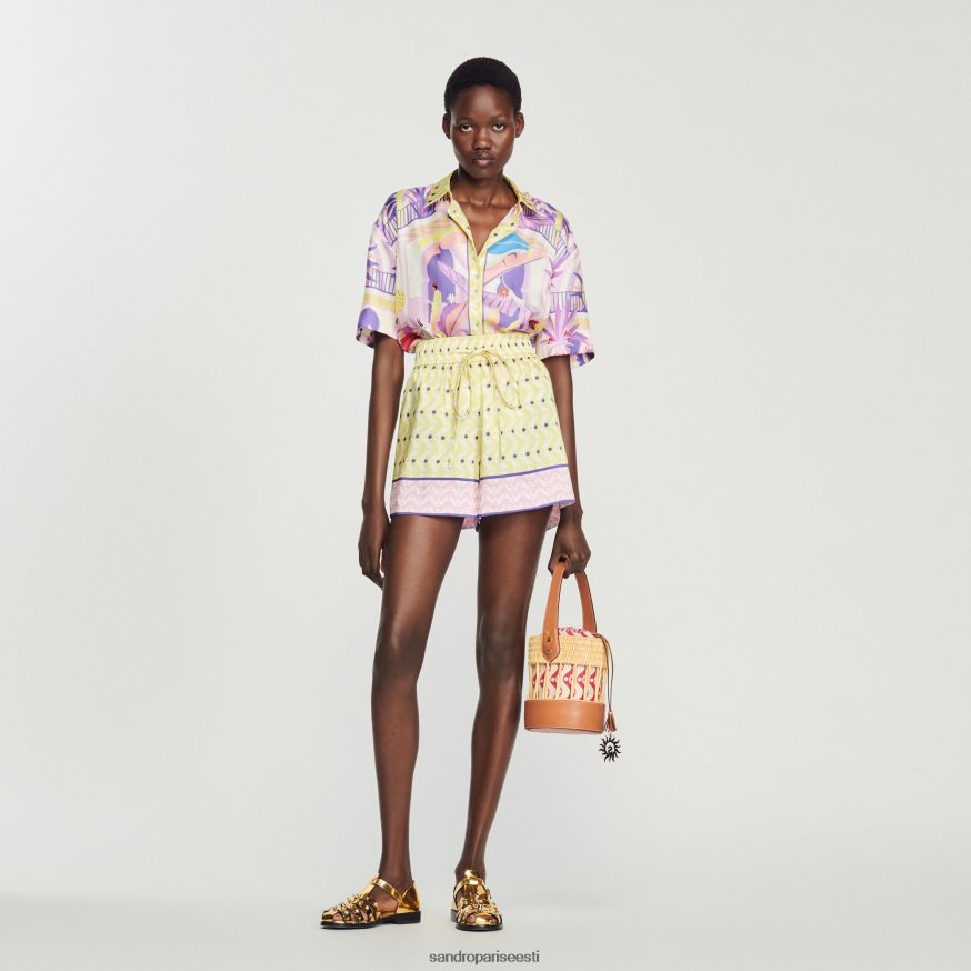 Sandro Paris kehakate naised trükitud särk BN4RF138 kollane/lilla