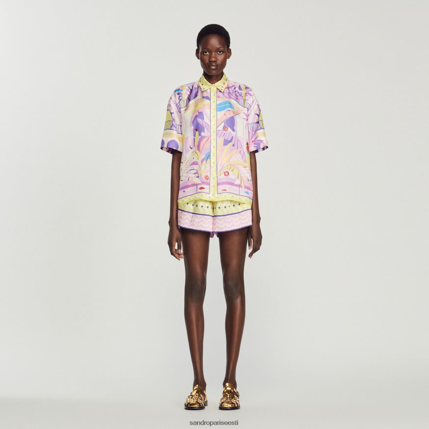 Sandro Paris kehakate naised trükitud särk BN4RF138 kollane/lilla