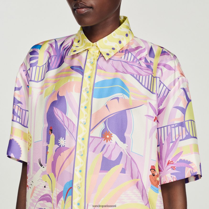 Sandro Paris kehakate naised trükitud särk BN4RF138 kollane/lilla