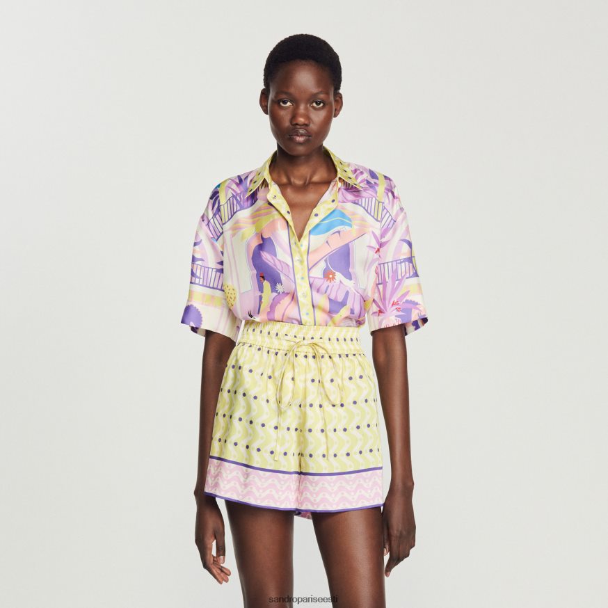 Sandro Paris kehakate naised trükitud särk BN4RF138 kollane/lilla