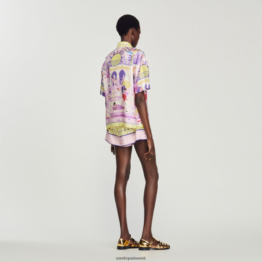 Sandro Paris kehakate naised trükitud särk BN4RF138 kollane/lilla