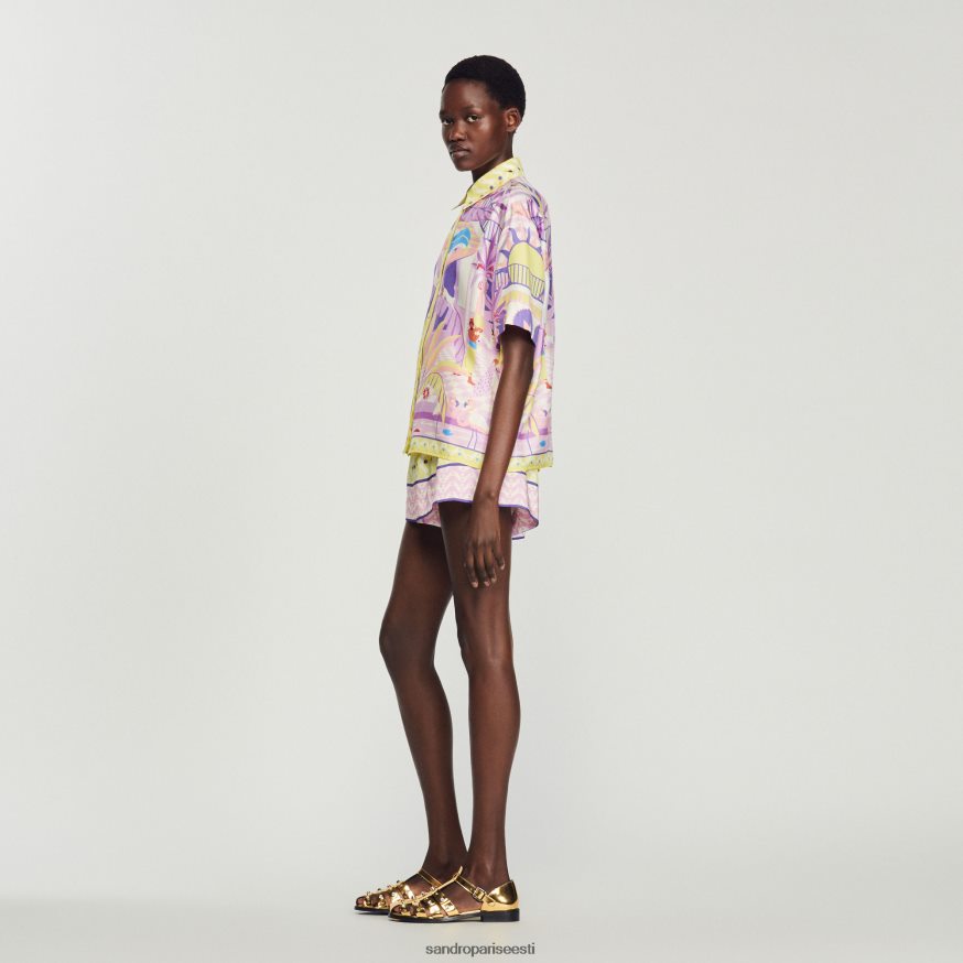 Sandro Paris kehakate naised trükitud särk BN4RF138 kollane/lilla