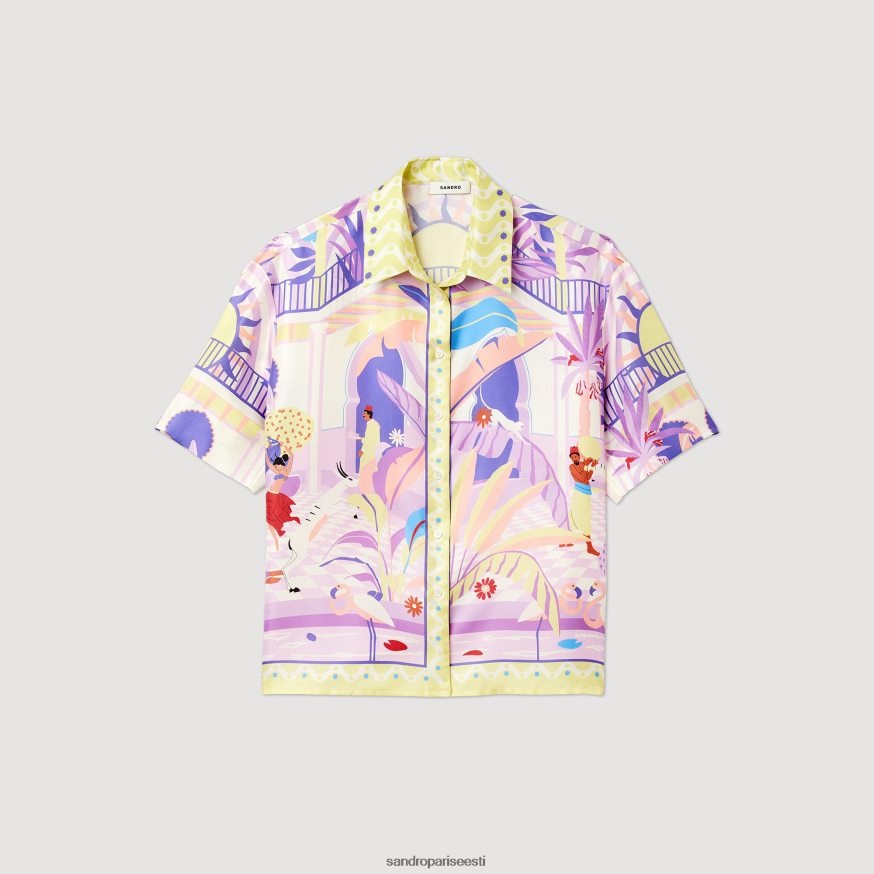 Sandro Paris kehakate naised trükitud särk BN4RF138 kollane/lilla