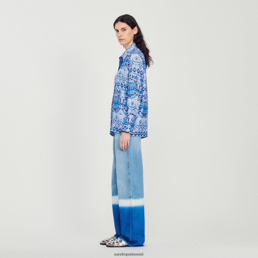 Sandro Paris kehakate naised trükitud siidist särk BN4RF172 sinine