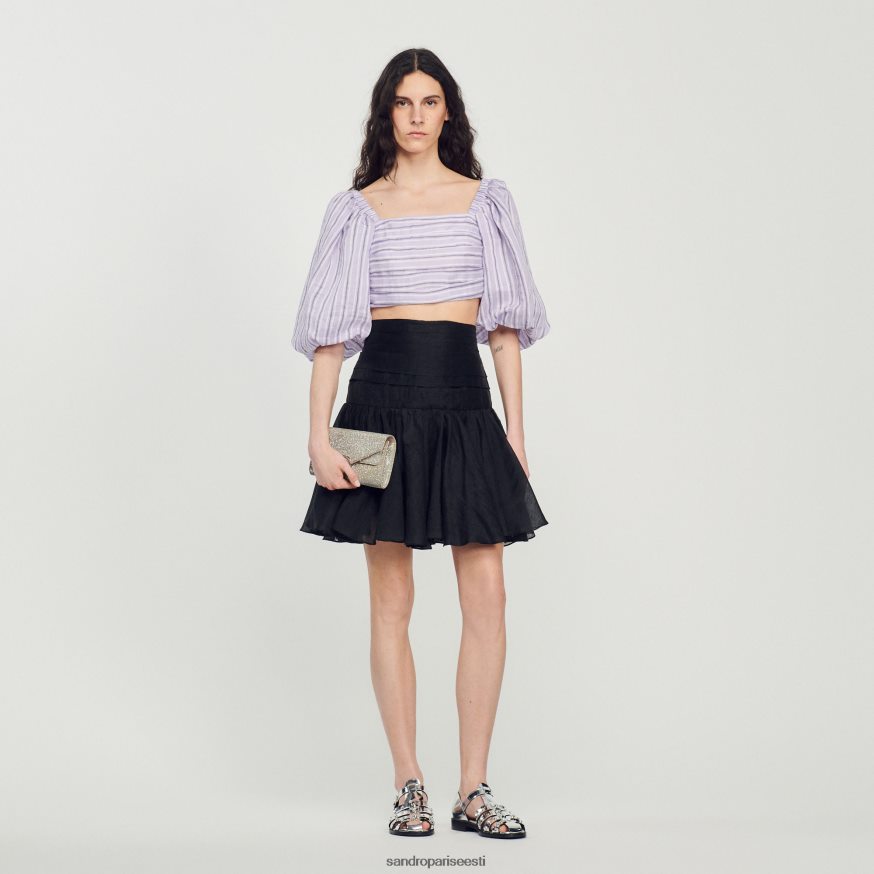 Sandro Paris kehakate naised triibuline crop top BN4RF458 lilla/must