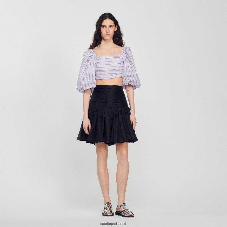 Sandro Paris kehakate naised triibuline crop top BN4RF458 lilla/must