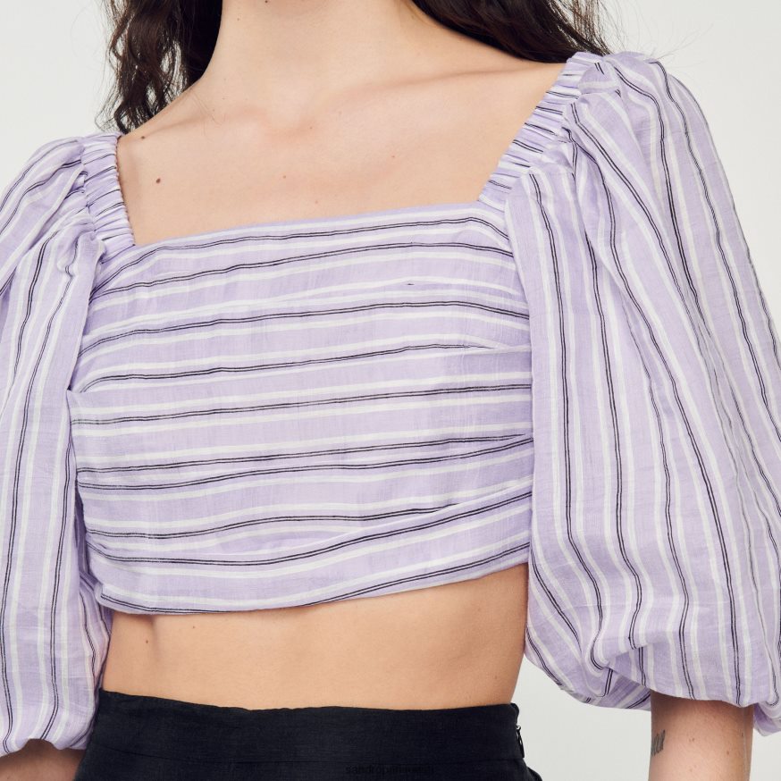 Sandro Paris kehakate naised triibuline crop top BN4RF458 lilla/must