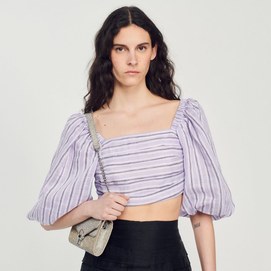 Sandro Paris kehakate naised triibuline crop top BN4RF458 lilla/must